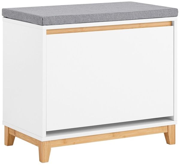 SoBuy FSR191-WN Schuhbank, MDF, Lackiert, Holzfarben, 60 x 55 x 34 cm