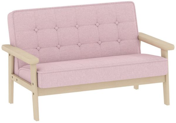 AIYAPLAY Kindersessel mit Holzrahmen (Kindersofa, 1-St, gepolsterter Kinderstuhl), für Kinderzimmer, Spielzimmer, Rosa