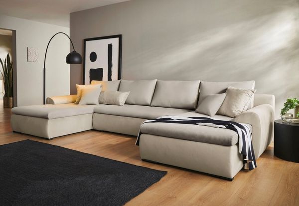 Home affaire Wohnlandschaft Win U-Form, wahlweise mit Bettfunktion und Bettkasten