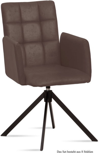 Armlehnstuhl drehbar (8er-Set) Deeann 52x91x60 Schwarz/Braun