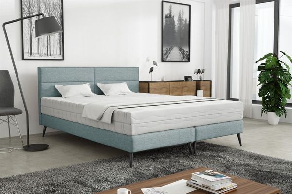 Polsterbett Doppelbett BERGAMO 120x200cm Komplettset Stoff Gemma Eisblau