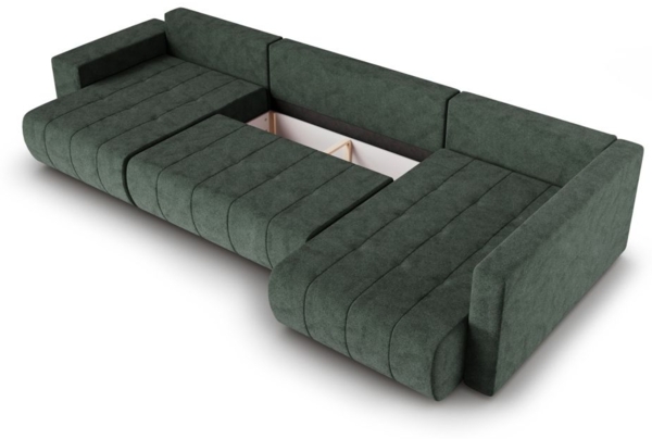 Wohnlandschaft Schlafsofa ARMANDA in Stoff Blur Grün langer Schenkel Rechts Bild 2