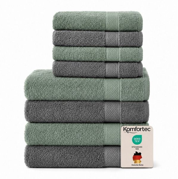 Komfortec Handtuch Set aus 100% Baumwolle, 4 Handtücher 50x100 cm und 4 Badetücher 70x140 cm, Frottee (Packung, 8-St), Duschtücher & Badehandtuch, Weich, Towel, Groß