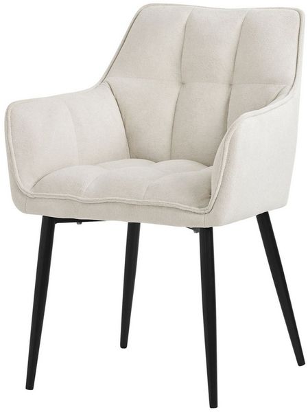 ML-DESIGN Polsterstuhl Esszimmerstuhl mit dickem gepolsterter Sitz, Rücken- und Armlehnen (1 St), Wohnzimmerstuhl aus Frotteestoff Creme Loungesessel Küchenstuhl