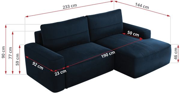 L-förmiges Ecksofa mit Armlehnen, Schlaffunktion und losen Kissen - BELLUNO - links - Dunkelblau Velours Bild 6