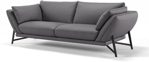 Sofanella 3-Sitzer ESTELLA Ledersofa italienisch Ledercouch in Grau S: 210 Breite x 99 Tiefe