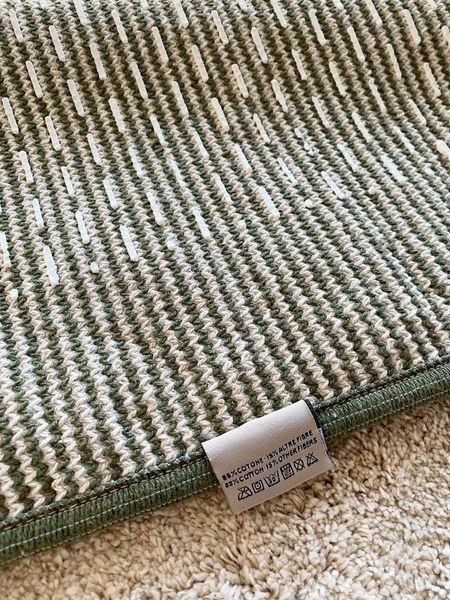 ADOB Badematte Premium Badezimmerteppich, kuschelweich, 140x70 cm, Farbe grün beige, warm, fußbodenheizungsgeeignet, schnell trocknend, strapazierfähig, Baumwolle, rutschfest