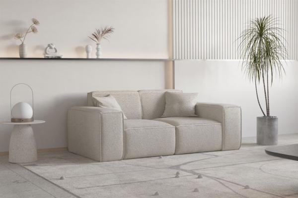 Sofa Designersofa CELES PREMIUM 2-Sitzer in Stoff Ascot Bukla Beige