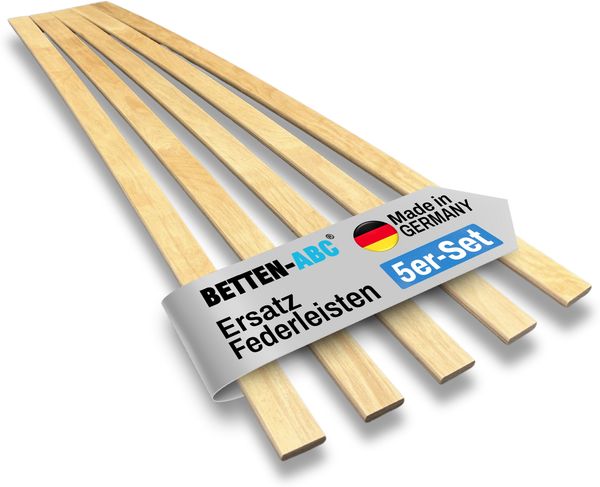 Ersatz Federholzleisten aus Schichtholz im 5er Set passend für viele gängige Lattenroste, Länge: Für 90 cm (880 mm), Breite / Farbe: 34 mm / Natur
