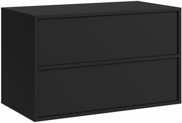 Badplaats Waschbeckenunterschrank Mali 80 x 46 cm Mattschwarz - Hängender Badezimmerschrank mit 2 Schubladen und Montagematerial