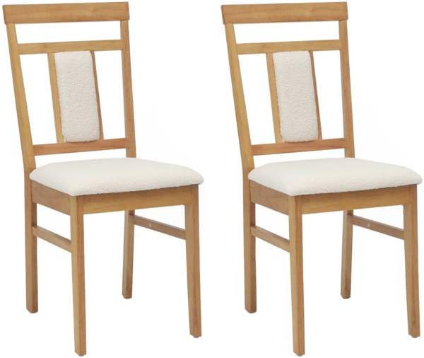 vidaXL Esszimmerstuhl 2 pcs Natürlich und hell Massives Gummiholz 42020509