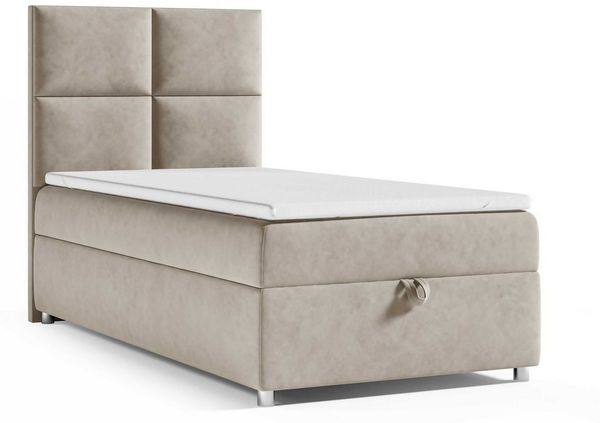 Best for Home Boxspringbett mit Bettkasten Trinity K2 Single Bonell-Matratze inkl. 7 cm Topper (Einzelbett, Hotelbett, Polsterbett gepolstertes Kopfteil, Jugendbett, Kinderbett versch. Größen, 70x200 80x200 90x200 100x200 cm), verschiedene Liefermöglic...