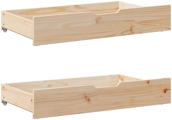 vidaXL Bettschubladen mit Rollen 2 Stk. 90x55x17 cm Massivholz Kiefer 850923