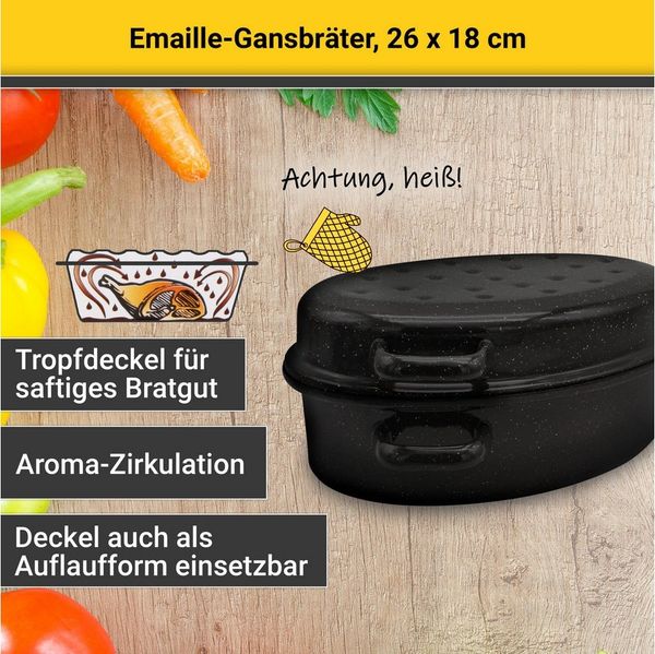 Emaille Gansbräter oval 26 cm / Karl Krüger / Gänsebräter / Bräter induktionsfähig