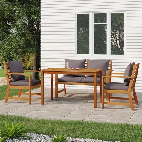 IKAYAA Gartenmöbel-Set aus Holz – Multifunktionales Set aus Ecksofa und Couchtisch für ultimative Entspannung im Freien