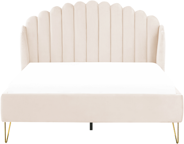 Bett mit Lattenrost AMBILLOU 140 x 200 cm Samtstoff Helles Beige Bild 4