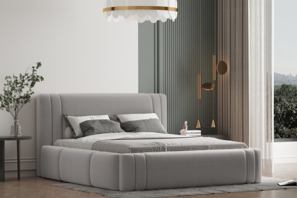 Polsterbett ROLF-OM 180x200 mit Bettkasten und Lattenrost. Farbe: VELUTTO 15