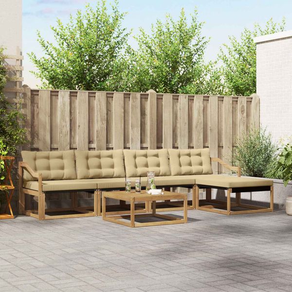 vidaXL Outdoor-Sofagarnitur 6 pcs Weiß und Beige 79 x 79 x 37 cm 3388623