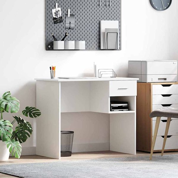 vidaXL Schreibtisch mit Schubladen Weiß 90 x 49 x 75 cm Holzwerkstoff 869266