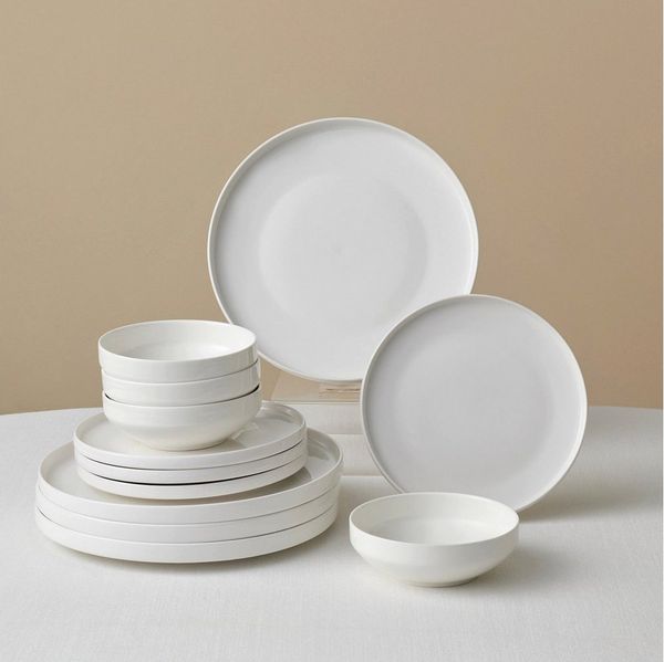 Karaca Geschirr-Set Karaca Stream Saturn 12-tlg Tafelservice für 4 Personen Weiß (12-tlg), 4 Personen, KNOCHENPORZELLAN, Bone China