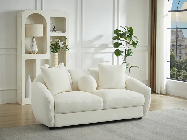 Vente-unique - NAFEKI Sofa Stoff Weiß - B 96 cm x H 78 cm x L 182 cm