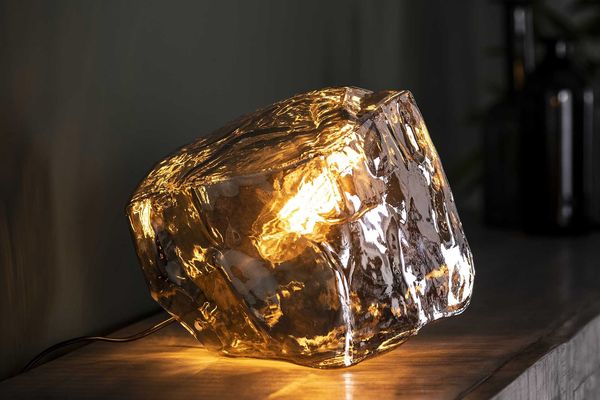 KAWOLA Tischleuchte EDESSA Tischlampe Glas silber 28 x 28 x 28 cm