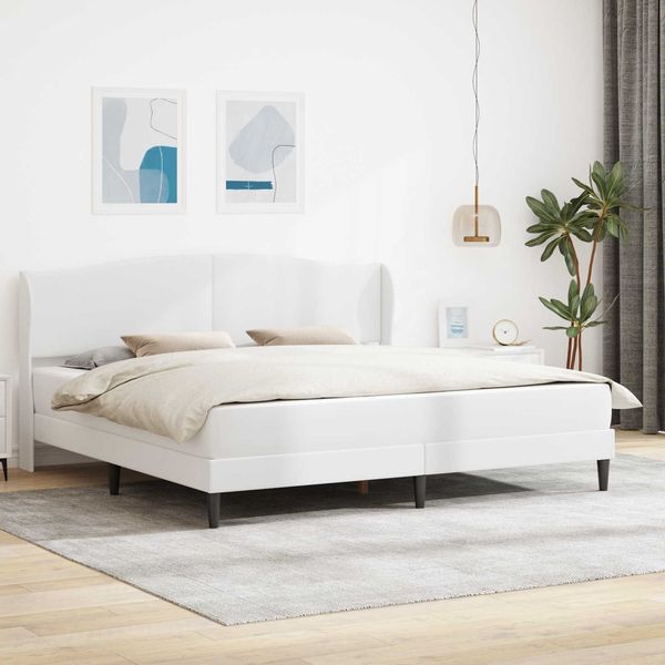 vidaXL Bettrahmen mit Kopfteil Weiß 200 x 200 cm Kunstleder 3415165