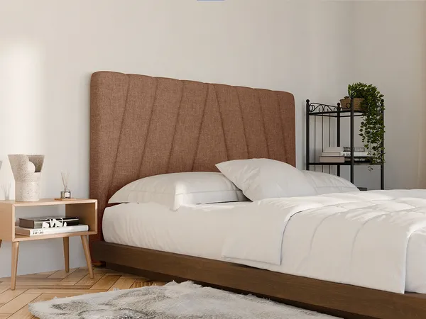 Vente-unique - LIDAMA Bettkopfteil und Bettbrücke Stoff Rot - B 10 cm x H 110 cm x L 172 cm