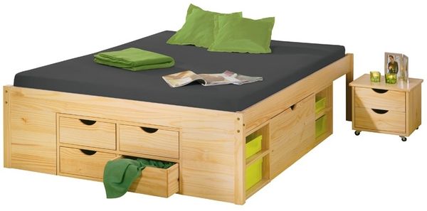 Funktionsbett Jugendbett Claas 140 x 200 Kiefer massiv natur lackiert