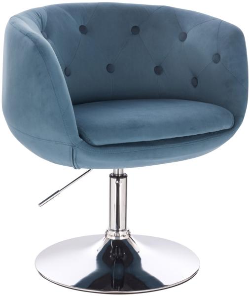 SVITA Panama Retro Loungestuhl Cocktailsessel Blau Petrol Samt-Optik Tellerfuß