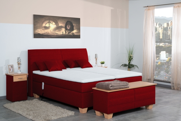 Meisterbetten Boxspringbett Syma 200x200 in W-Red, Matratzenbezug Nano, Ergoflex-Topper Bild 4