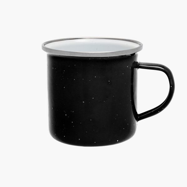 BasicNature Tasse Origin Outdoors Emaille-Tasse 360 ml mit Edelstahlrand – Camping