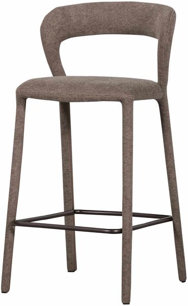 Barhocker Noble aus Stoff, modern und komplett gepolstert, taupe, mit Fußstütze