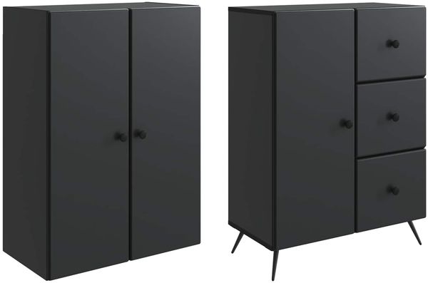 vidaXL Schrankset 2 pcs Schwarz Holzwerkstoff 3416899 Bild 3