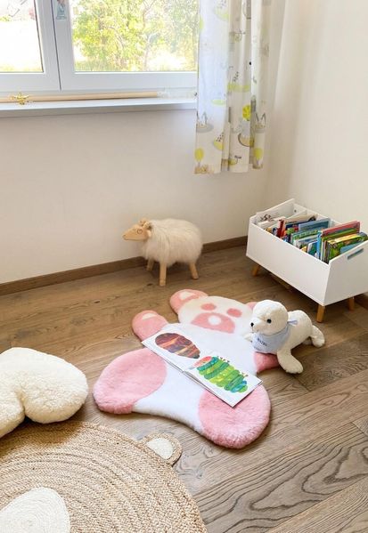 Teddy Teppich aus echtem Merino Lammfell Rosa