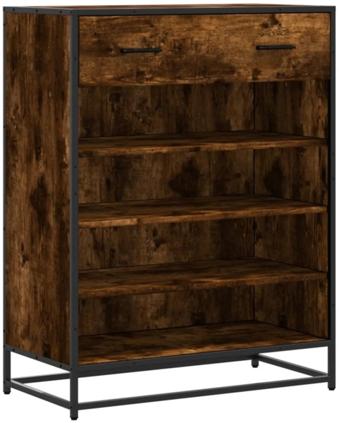 vidaXL Schuhschrank Räuchereiche 75x38x97,5 cm Holzwerkstoff Metall 3300877