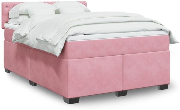 vidaXL Boxspringbett mit Matratze Rosa 160x200 cm Samt 3286365