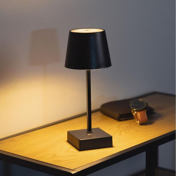 Gravidus LED Tischleuchte LED Tischlampe schwarz mit Touch Schalter Akku USB warmweiß 3 Modi