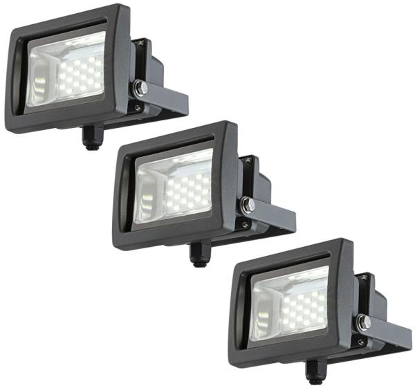 3er Set LED Baustrahler, schwenkbar, IP65, B 11,5 cm