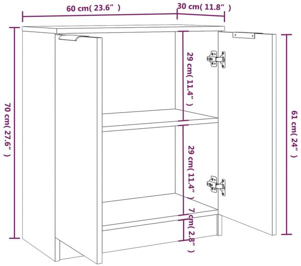 Sideboards 2 Stk Betongrau 60 x 30 x 70 cm Holzwerkstoff [3115775] Bild 6
