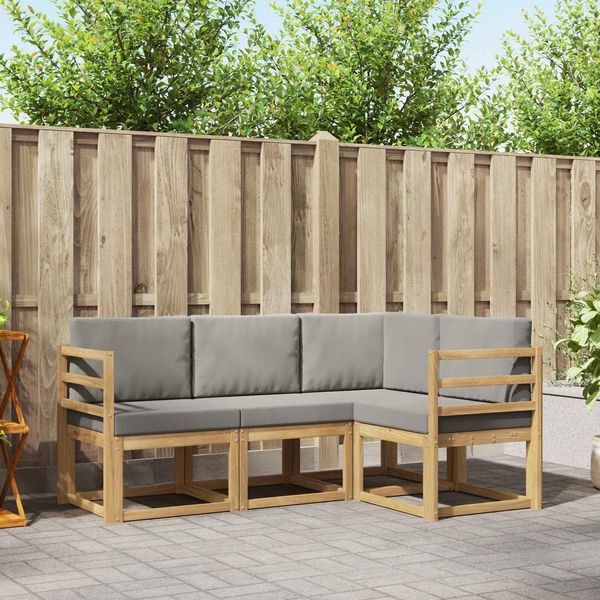vidaXL Outdoor-Sofagarnitur 4 pcs Weiß und Hellgrau 3387545