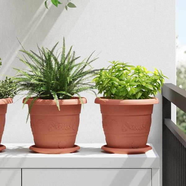 vidaXL Runder Blumentopf 24 pcs Ziegelrot Ø 22 x 18 cm Kunststoff 42020289