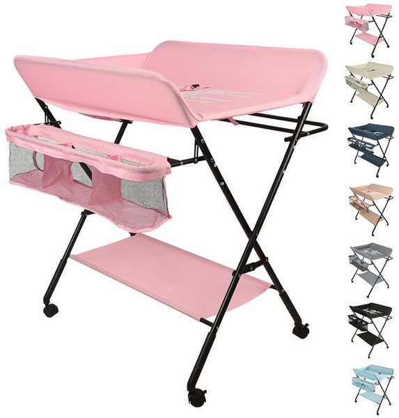 JEOBEST Wickeltisch Wickelauflage Mulde Kommode Unterlage Wickeln Baby Kind (KLAPPBAR), (1-tlg), Höhenverstellbar, Wasserdichte, Staufach, Mit Bremse