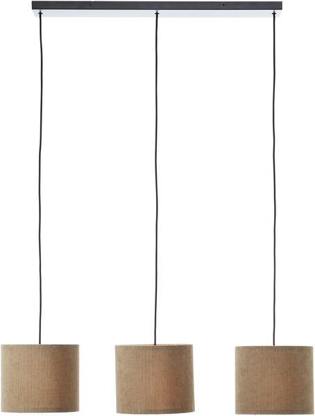 BRILLIANT mit Cord-Lampenschirm, 150 x 94 x 23 cm, 3x E27, kürzbar, Textil, grau mit Cord-Lampenschirm, 150 x 94 x 23 cm, 3x E27, kürzbar, Textil, grau