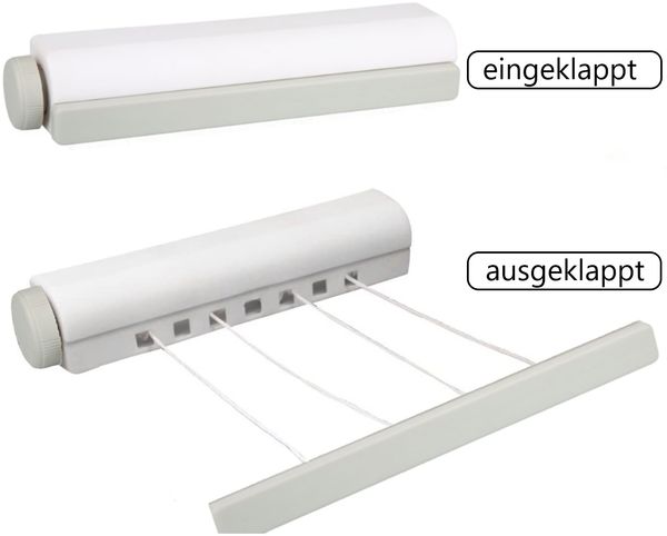 RESCH Ausziehbare Wäscheleine für Wandmontage – 4 Leinen, 14 Meter Länge, platzsparender Trockner mit Aufrollautomatik, wetterbeständiges Gehäuse, ideal für Balkon, Garten, Camping oder Badezimmer