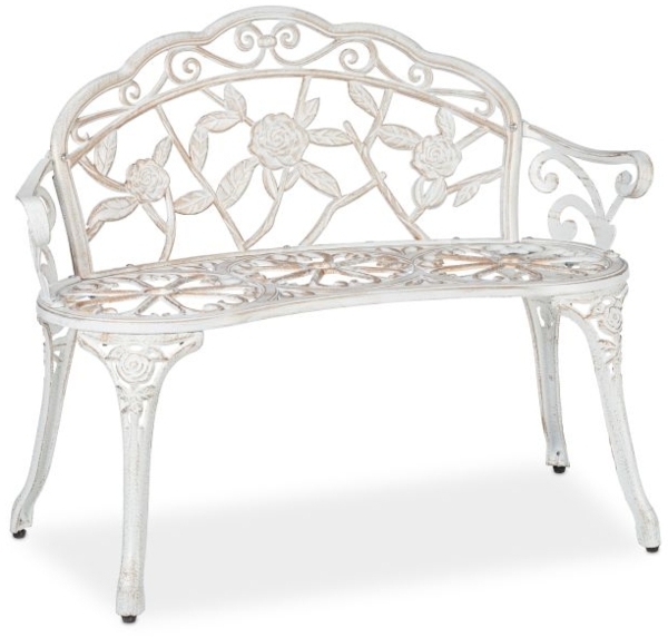 Rosen Gartenbank weiß-bronze