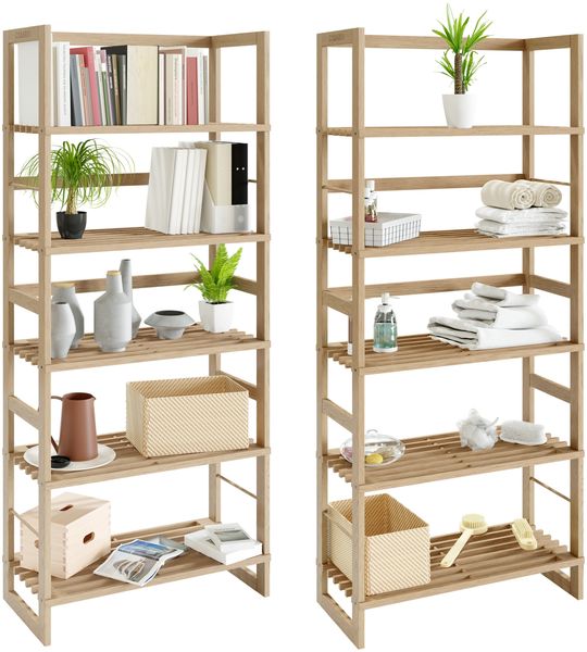 Casaria Standregal Badregal Öland Holz 5 Fächer 2er Set