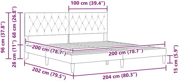 vidaXL Bettrahmen mit Kopfteil Schwarz 200 x 200 cm Samt 42027689 Bild 9