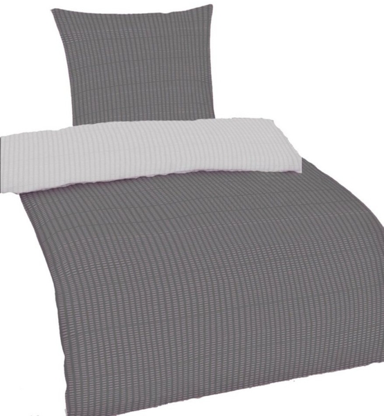 Casa Colori Bettwäsche Seersucker Wendebettwäsche135x200 Reißverschluss Silber Grau, Seersucker, 2 teilig, leicht