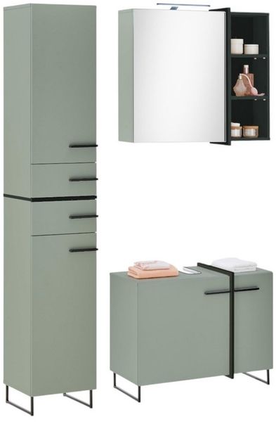 moebel-dich-auf Badmöbel-Set MESSINA, (Set 2, 3-St, Hochschrank, Spiegelschrank, Wbu), Softclose-Funktion